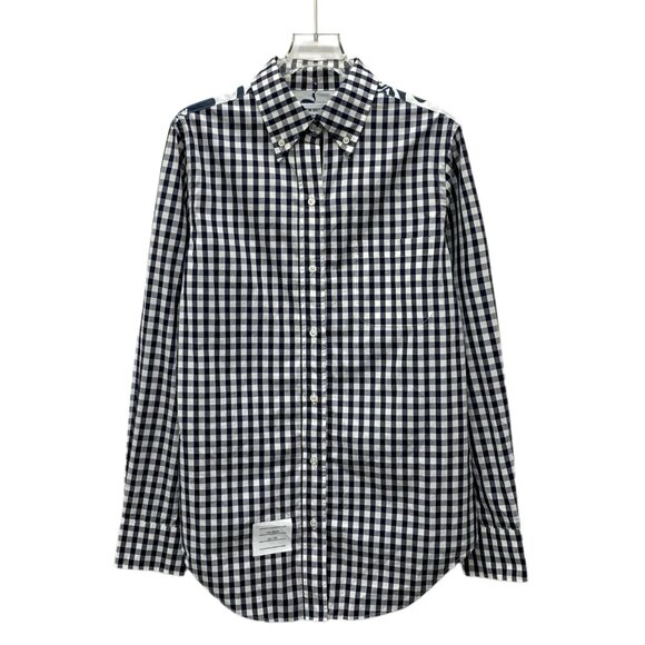 Thom Browne checkered floral print cotton collared single-breasted long-sleeve s - Picture 1 of 9